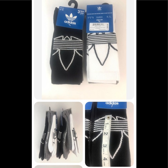 adidas Other - Adidas 6 Pair Crew Socks Gray Black White Men's Sz 6-12
